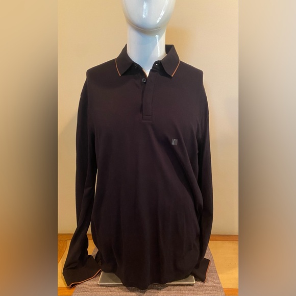 Express Men’s Black with Brown Tipped Collared Polo Pullover Shirt NWT - Picture 1 of 5